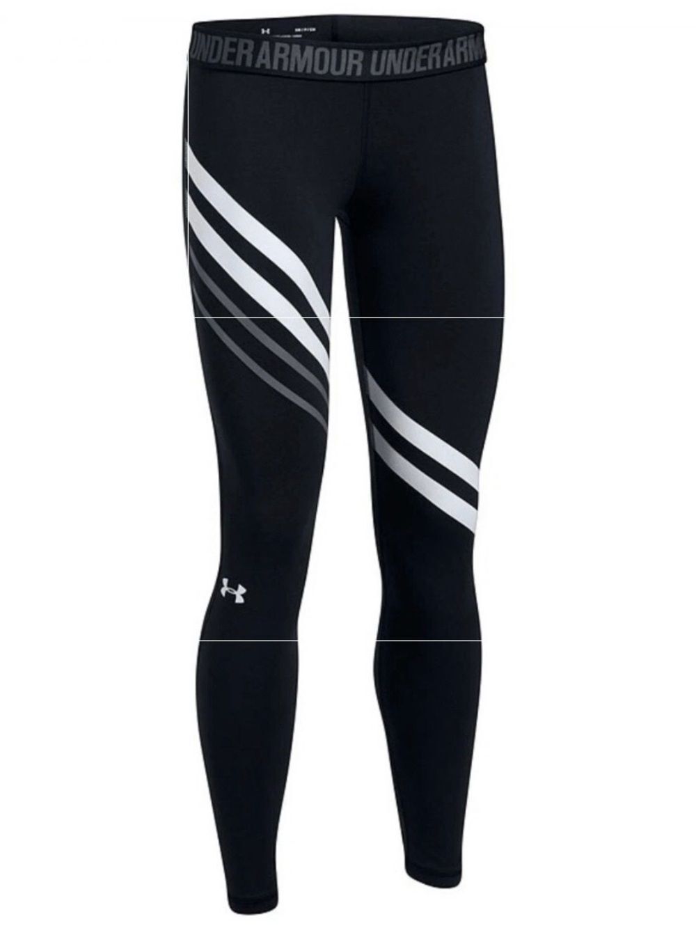 Under Armour Favorite Engineered Striped Leggings Size XL Black White Gray